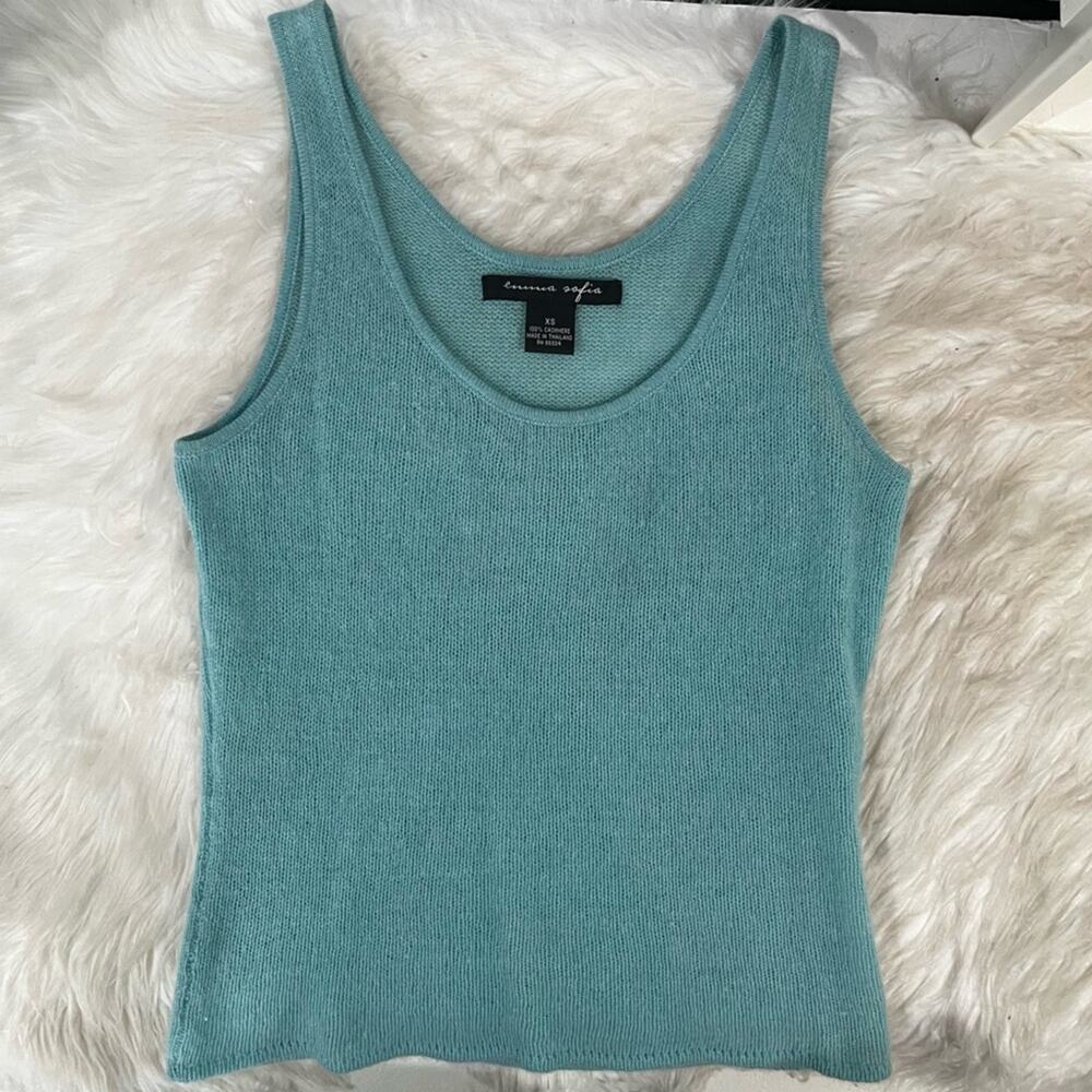 NEW Emma Sofia Cashmere Vintage Classic Layering Semi Sheer Tank Sweater XS NWOT